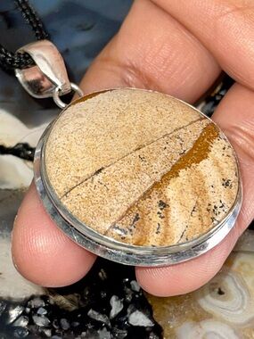 Earthy Picture Jasper Crystal Pendant 2”